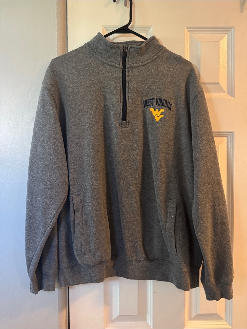 West Virginia Grey Quarter-Zip Pullover Sweater